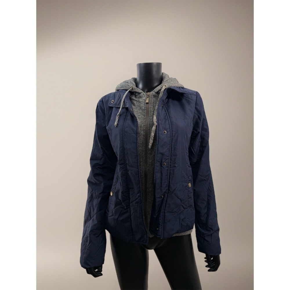 Active USA‎ Women's Navy Quilted Puffer Jacket Hooded NWT
